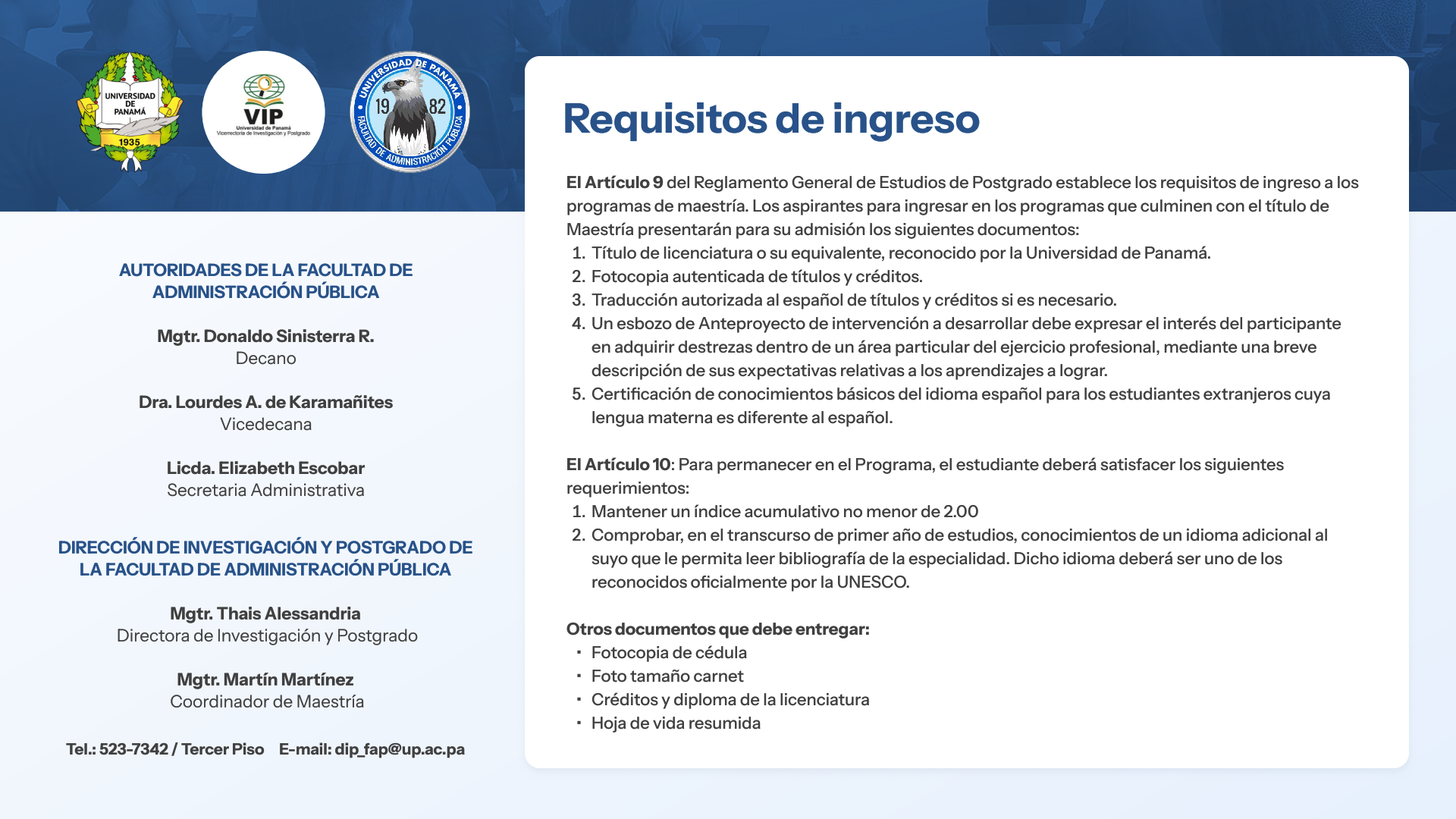 Requisitos de Ingreso