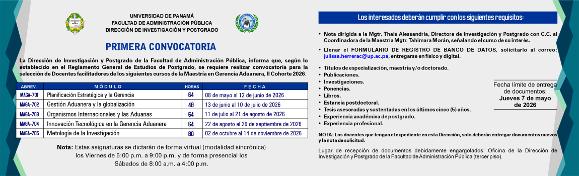 Convocatoria Maestría Gerencia Aduanera