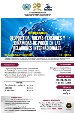 Seminario " geopolítica: Nuevas tensiones y dinámicas de poder en las relaciones internacionales"