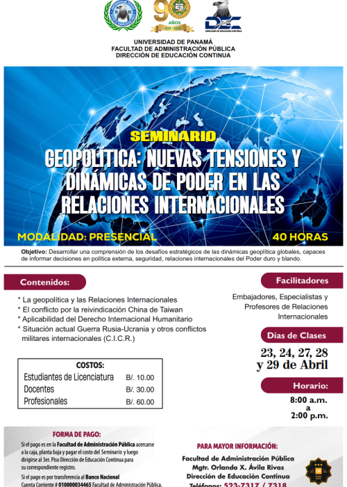 Seminario " geopolítica: Nuevas tensiones y dinámicas de poder en las relaciones internacionales"